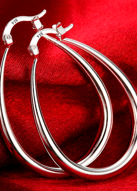 925 Sterling Silver 41MM Smooth Circle Big Hoop Earrings For Women Fashion Party Wedding Accessories Jewelry Christmas Gifts