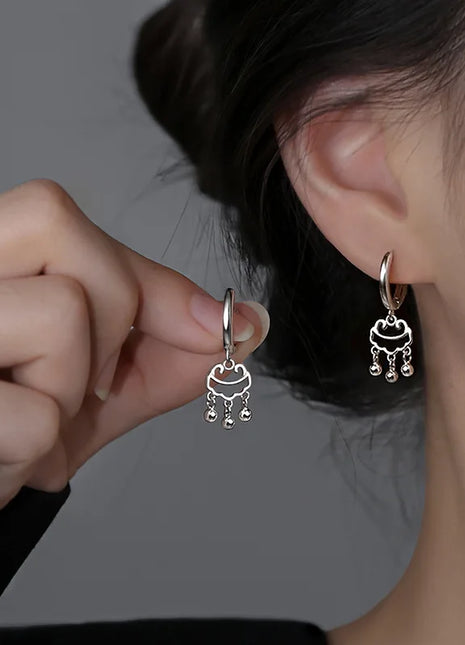 925 Silver Hot Sale Korean Geometric Hoop Earrings Simple Temperament Exquisite Hot Semale Sexy Longevity Lock Jewelry Gift