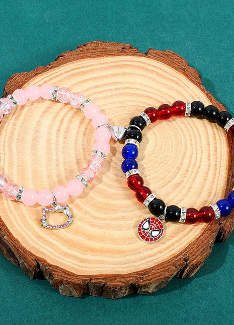2pcs Gothic Couple Bracelets Magnetic Heart Matching Dark Aesthetic Jewelry Set for Partners & Best Friend