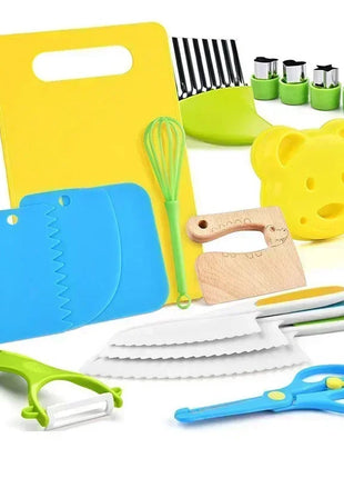 11/13/17PCS Kids Cooking sets Real Cooking Montessori Kitchen Tools for Toddlers Kids Safe Knives for 2/3/4/5/6/7/8 Year Old