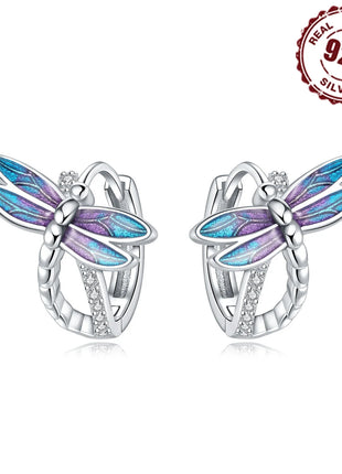 925 Sterling Silver Exquisite Dragonfly Earrings Jewelry Versatile Hoop Earrings For Women Jewelry Fine Birthday Party Gifts