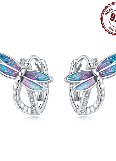 925 Sterling Silver Exquisite Dragonfly Earrings Jewelry Versatile Hoop Earrings For Women Jewelry Fine Birthday Party Gifts