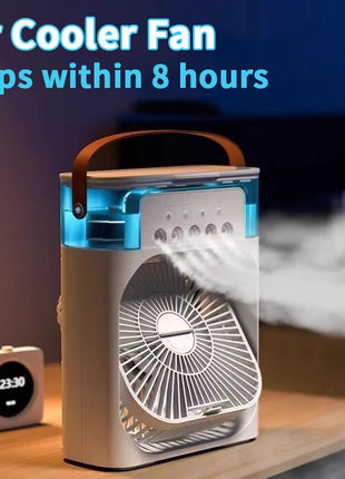 New 3 In 1 Fan AIr Conditioner Household Mini Air Cooler LED Night Light Portable Humidifier Air Adjustment Fan Office Home Fan