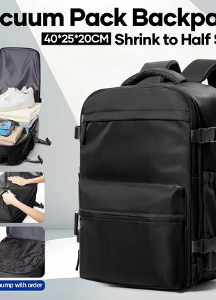 Vacuum backpack with pump for travel, air compression vacuum system, boarding, carry on luggage, and strong sealed airbags for t