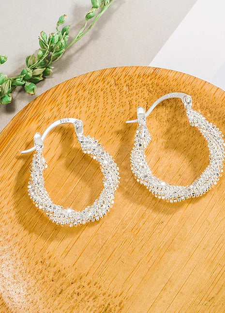 BF CLUB 925 Sterling Silver Sparckling Earrings For Women Trendy Earring Jewelry Prevent Allergy Party Accessories Gift