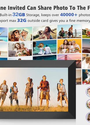 Frameo Digital Picture Frame 10.1 Inch 32GB/64GB Smart WiFi digital photo frame with 1280x800 IPS HD Touch Screen Wall Mountable