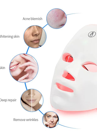 Rechargeable Facial LED Mask 7 Colors LED Photon Beauty Mask Skin Rejuvenation Home Face Lifting Whitening Skin Care Beauty Mask