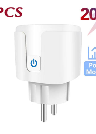 Tuya Wifi Plug 20A Smart Socket EU with Power Monitor Function Smart Life App Remote Control Outlet Works with Alexa Google Home