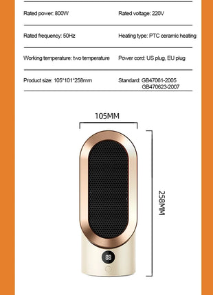 Portable Heater Electric Fan Heater Mini Radiator Desktop Warmer Machine For Winter PTC Ceramic Heating For Home Bedroom Office