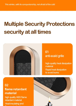 Portable Heater Electric Fan Heater Mini Radiator Desktop Warmer Machine For Winter PTC Ceramic Heating For Home Bedroom Office