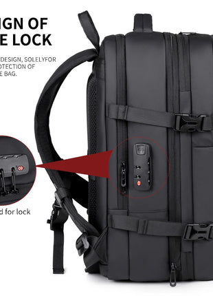 Men's Backpack for Business Trips, Large Capacity, Expandable, Multifunctional Vacuum Compression Travel Backpack for Men