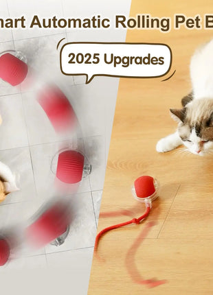 Cat Interactive Ball Toy, Automatic Rolling Ball with Tail, Rechargeable Smart Pet Interactive Toy, Intelligent Mouse for Cat