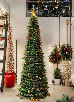 150 Cm Retractable Christmas Tree Foldable Plastic Telescopic Eco Friendly Pet Home Party Decoration Living Room Bedroom Room