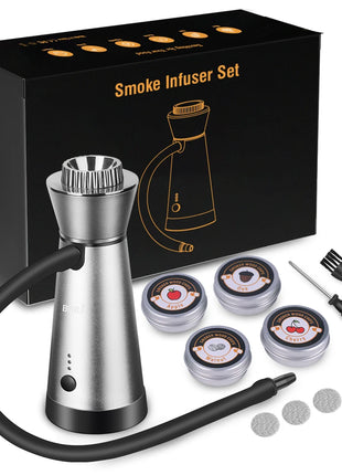 BORUiT Smoke Infuser Food Drink Cold Smoke Generator Bar Portable Molecular Cuisine Smoking Gun Meat Burn Cooking for BBQ Food