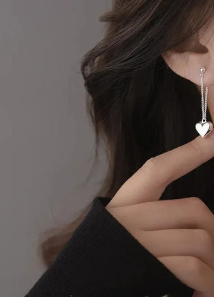 925 Sterling Silver Earrings For Women Fashion Korean Heart Chain  Drop Earring Jewelry Prevent Allergy Party Accessories Gifts