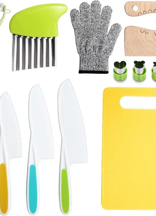 11/13/17PCS Kids Cooking sets Real Cooking Montessori Kitchen Tools for Toddlers Kids Safe Knives for 2/3/4/5/6/7/8 Year Old