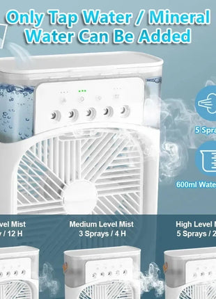 New 3 In 1 Fan AIr Conditioner Household Mini Air Cooler LED Night Light Portable Humidifier Air Adjustment Fan Office Home Fan