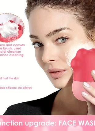 Ice Roller for Face Beauty Ice Roller With Cosmetic Brush Scrubber Mat Pad Cleaning Tool Skin Care Tools Perfect Gift for Women