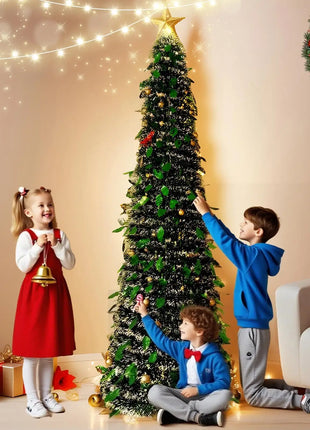 150 Cm Retractable Christmas Tree Foldable Plastic Telescopic Eco Friendly Pet Home Party Decoration Living Room Bedroom Room