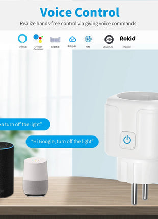 Tuya Wifi Plug 20A Smart Socket EU with Power Monitor Function Smart Life App Remote Control Outlet Works with Alexa Google Home