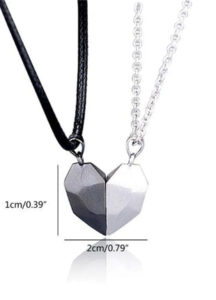 2Pcs/Set Fashion Couple Necklace Couple Heart Magnetic Necklace Heart Combination Pendant Wedding Necklaces Anniversary Gifts