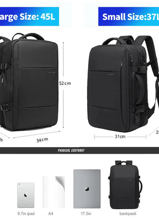 BANGE Travel Backpack Men Business Backpack School Expandable USB Bag Large Capacity 17.3 Laptop Waterproof Fashion Backpack