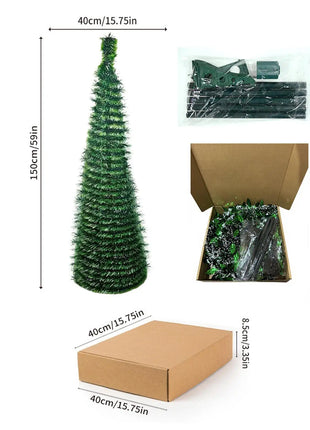 5 Ft Retractable Christmas Tree Foldable Plastic Telescopic Eco Friendly Pet Home Party Decoration Living Room Bedroom Room