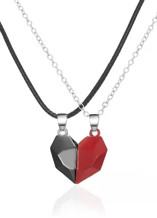 2Pcs/Set Fashion Couple Necklace Couple Heart Magnetic Necklace Heart Combination Pendant Wedding Necklaces Anniversary Gifts