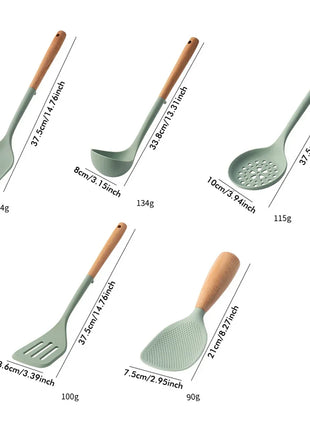 NEW Silicone Spatula Non Stick Pan Wooden Handle Silicone Vegetable Heat-resistant Silicone Cooking Spatula Spoon Kitchen tool