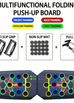 Portable Multifunctional Push-up Board Set With Handles Foldable Fitness Equipment For Chest Abdomen Arms And Back Training