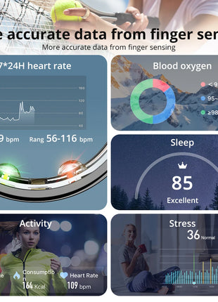 COLMI R10 Smart Ring with Charging Case for Men Women, Health and Sleep Monitor, 5ATM Waterproof, Multi-sport Mode