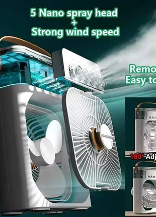 New 3 In 1 Fan AIr Conditioner Household Mini Air Cooler LED Night Light Portable Humidifier Air Adjustment Fan Office Home Fan