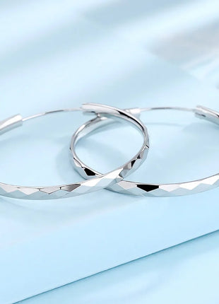 Fine 925 Sterling Silver Luxury 5CM Big Circle Hoop Earrings for Women Charms Original Designer Party Wedding Jewelry Gifts