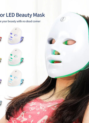 Rechargeable Facial LED Mask 7 Colors LED Photon Beauty Mask Skin Rejuvenation Home Face Lifting Whitening Skin Care Beauty Mask