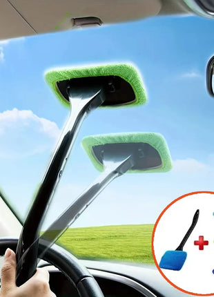Car Window Cleaner Brush Kit Windshield Cleaning Wash Tool Inside Interior Auto Glass Wiper with Long Handle Car Accessories