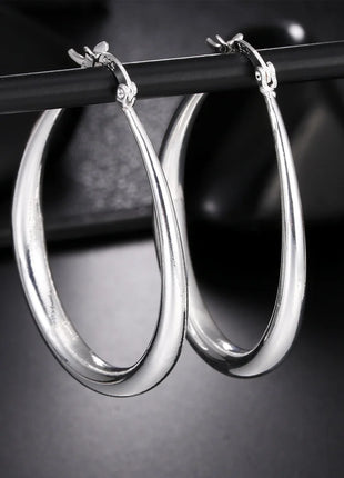 925 Sterling Silver 41MM Smooth Circle Big Hoop Earrings For Women Fashion Party Wedding Accessories Jewelry Christmas Gifts