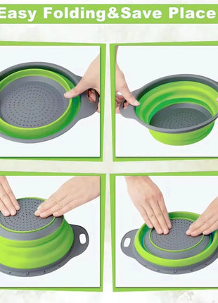 Silicone Folding Drain Basket Fruit Vegetable Washing Basket Foldable Strainer Colander Collapsible Drainer Kitchen Storage Tool