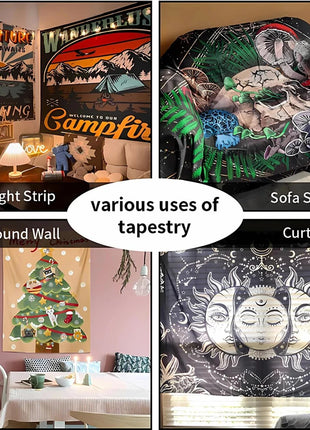 Eco Conscious Nature Goddess Celestial Earth UV Tapestry Sustainable Living Wall Art Mystical Starry Decor Dormitory Bedroom