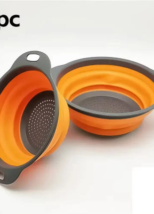 Silicone Folding Drain Basket Fruit Vegetable Washing Basket Foldable Strainer Colander Collapsible Drainer Kitchen Storage Tool