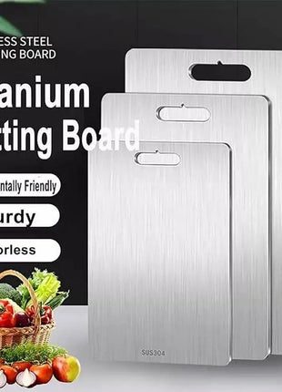 Titanium Cutting Boards for Kitchen Stainless Board 304 Steel Thickened Double Sided Food Grade Portable Fruit Meat Chopping