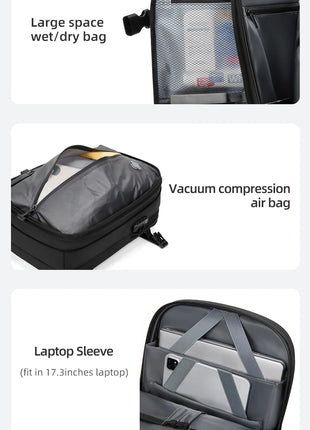 Men Travel Backpack vacuum compression Laptop Backpack 17 inch Extended Large Capacity school Backpack Hiking Business backpack