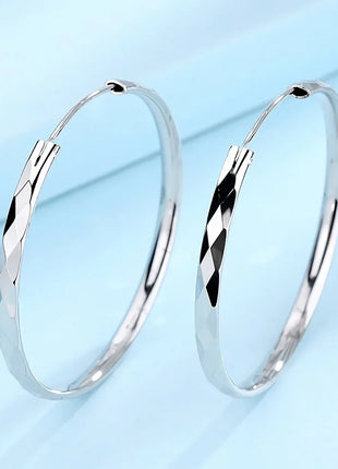 Fine 925 Sterling Silver Luxury 5CM Big Circle Hoop Earrings for Women Charms Original Designer Party Wedding Jewelry Gifts