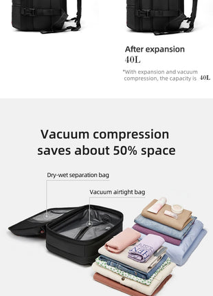 Travel casual Backpack 16 inch vacuum compression Laptop Backpack USB charging school Backpack Extended Hiking Business backpack