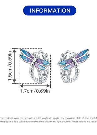 925 Sterling Silver Exquisite Dragonfly Earrings Jewelry Versatile Hoop Earrings For Women Jewelry Fine Birthday Party Gifts