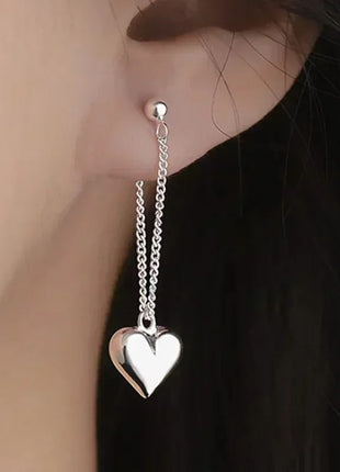 925 Sterling Silver Earrings For Women Fashion Korean Heart Chain  Drop Earring Jewelry Prevent Allergy Party Accessories Gifts