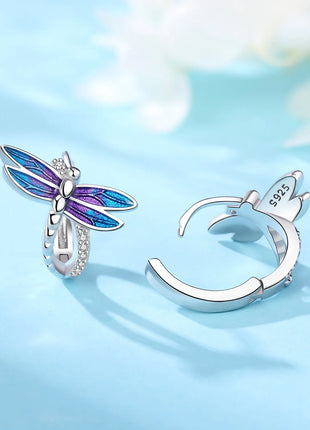 925 Sterling Silver Exquisite Dragonfly Earrings Jewelry Versatile Hoop Earrings For Women Jewelry Fine Birthday Party Gifts