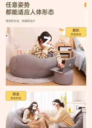 Lazy Sofa Bean Bag Living Room Tatami Lounge Chair Modern Simple Cotton Linen Sofa Bedroom Chair Giant Bean Bag