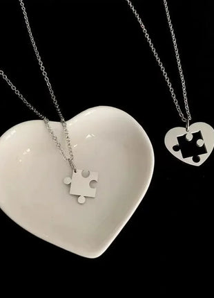 2pcs Couple Lock Key Heart Puzzle I Love You Pendant Couple Necklace Pendants Necklaces for Lovers Valentine's Day Jewelry Gifts
