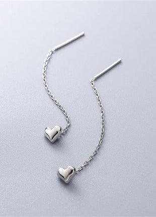 925 Sterling Silver Earrings For Women Fashion Korean Heart Chain  Drop Earring Jewelry Prevent Allergy Party Accessories Gifts