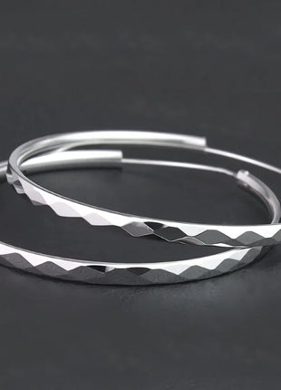 Fine 925 Sterling Silver Luxury 5CM Big Circle Hoop Earrings for Women Charms Original Designer Party Wedding Jewelry Gifts